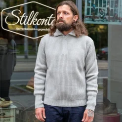 Andersen-Andersen Navy Half Zip Pullover Light Grey> Pullover
