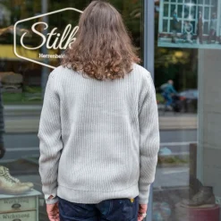 Andersen-Andersen Navy Half Zip Pullover Light Grey><noscript><img width=