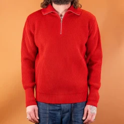 Andersen-Andersen Navy Half Zip Pullover Red> Pullover