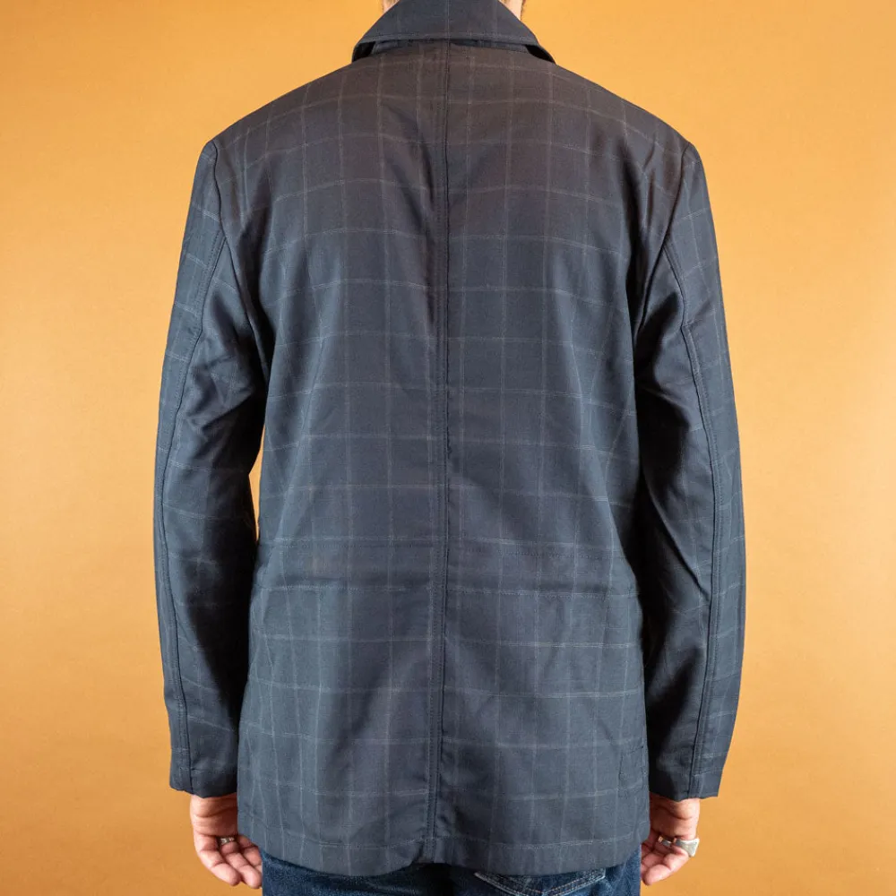 Universal Works Norfolk Bakers Jacket In Navy Fine Wool Check> Jacken