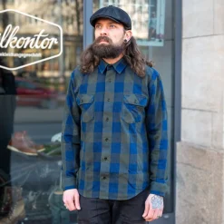 Indigofera Norris Shirt Indigo/Green> Hemden