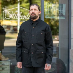 Iron Heart Organic Cotton Duck Chore Jacket IHJ-148 Black> Jacken