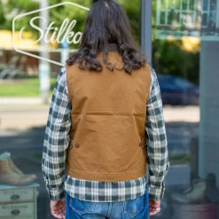 Iron Heart 9oz. Canvas Work Vest IHV-49 Brown><noscript><img width=