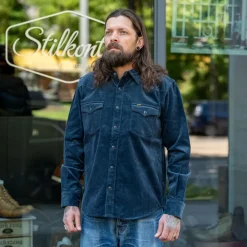 Iron Heart 11oz. Corduroy Western Shirt IHSH-398 Navy> Hemden