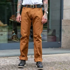 Iron Heart 17oz Duck Straight Cut Jeans IH-634D Brown> Hosen