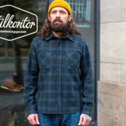 Iron Heart 12oz. Slubby Heavy Flannel Work Shirt IHSH-408-BLK Black> Hemden