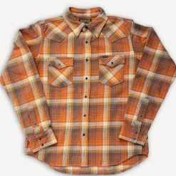 Iron Heart 12oz. Slubby Heavy Flannel Western Shirt IHSH-399-ORA Orange> Hemden