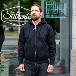 Iron Heart 14oz Ultra Heavyweight Loopwheel Cotton Zip Up Hoodie Black> Pullover