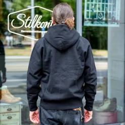 Iron Heart 14oz Ultra Heavyweight Loopwheel Cotton Zip Up Hoodie Black><noscript><img width=