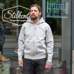 Iron Heart 14oz Ultra Heavyweight Loopwheel Cotton Zip Up Hoodie Grey> Pullover