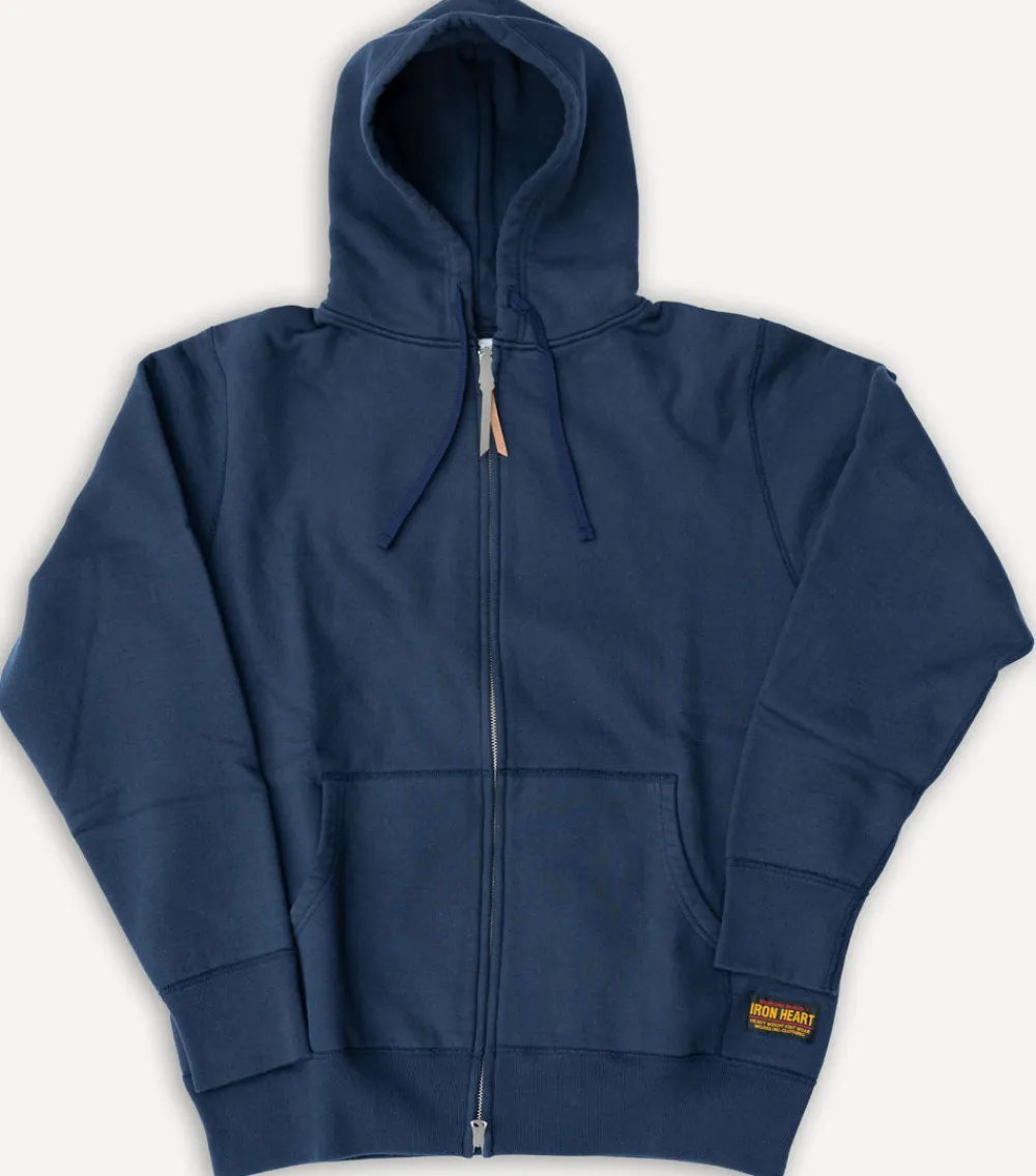 Iron Heart 14oz Ultra Heavyweight Loopwheel Cotton Zip Up Hoodie Navy> Pullover