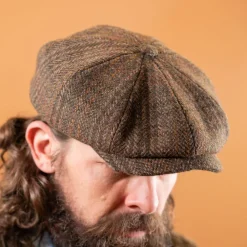 Stetson 8-Panel Newsboy Cap Harris Tweed Brown> Mützen