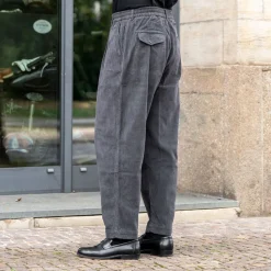 Universal Works Pleated Track Pant Cord Charcoal><noscript><img width=