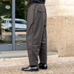 Universal Works Pleated Track Pant Upcycled Italian Tweed Brown><noscript><img width=