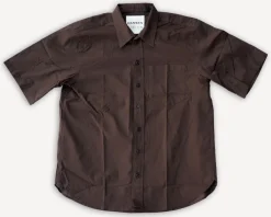 Hansen Reidar Loose Fit Short Sleeve Shirt Chocolate> Hemden