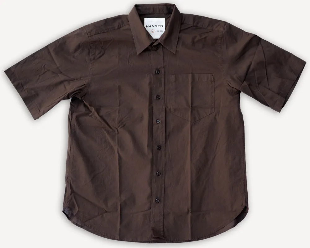 Hansen Reidar Loose Fit Short Sleeve Shirt Chocolate> Hemden