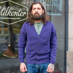 Harley of Scotland Saddle Shoulder V Cardigan Royal Violett> Pullover
