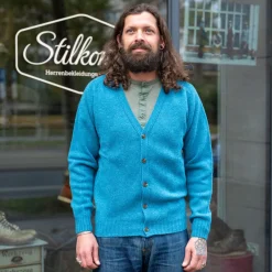 Harley of Scotland Saddle Shoulder V Cardigan Pennan Bay> Pullover