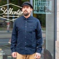 About Companions Simon Shirt Eco Flannel Deep Sea> Hemden