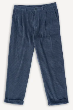 Hansen Sune Pleated Wide Cut Trousers Dusty Navy> Hosen