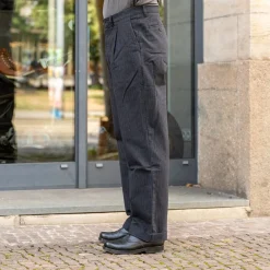 Hansen Sune Pleated Wide Cut Trousers Black Pin><noscript><img width=
