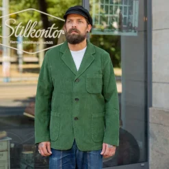 Universal Works Three Button Jacket Cord Green> Jacken