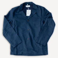 Universal Works Three Button Jacket Lord Cotton Linen Navy> Jacken