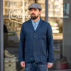 Universal Works Three Button Jacket Lord Cotton Linen Navy> Jacken