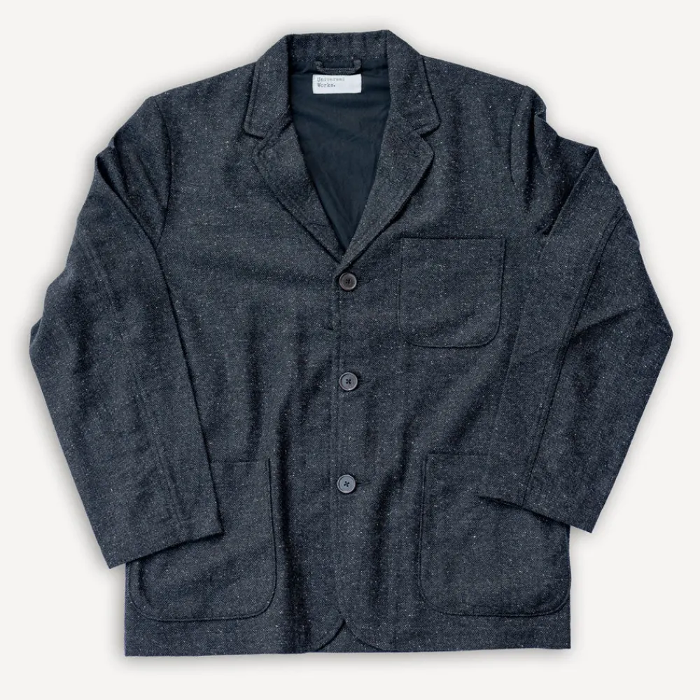 Universal Works Three Button Jacket Salt/Pepper Tweed Black> Jacken