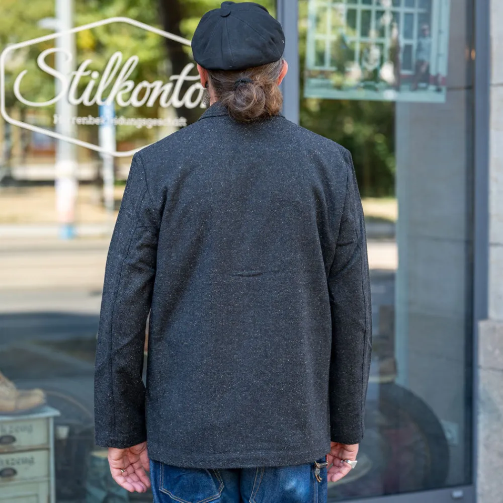 Universal Works Three Button Jacket Salt/Pepper Tweed Black> Jacken
