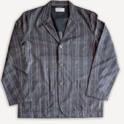 Universal Works Three Button Jacket Twist Wool Check Brown> Jacken