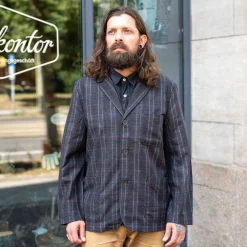 Universal Works Three Button Jacket Twist Wool Check Brown> Jacken