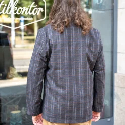 Universal Works Three Button Jacket Twist Wool Check Brown><noscript><img width=