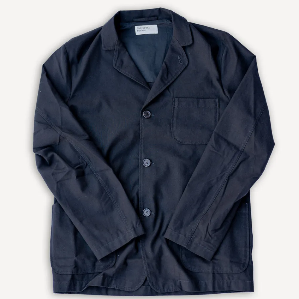 Universal Works Three Button Jacket Valencia Cotton Black> Jacken