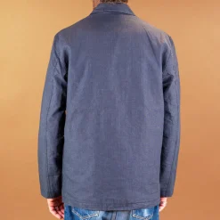 Universal Works Three Poket Jacket Linen Mix Puppytooth Navy><noscript><img width=