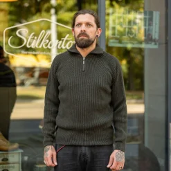Seldom Troyer Merinowolle Olive> Pullover