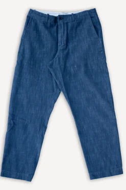 Hansen Trygve Wide Cut Cropped Trousers Denim Blue> Hosen