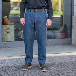 Hansen Trygve Wide Cut Cropped Trousers Denim Blue> Hosen