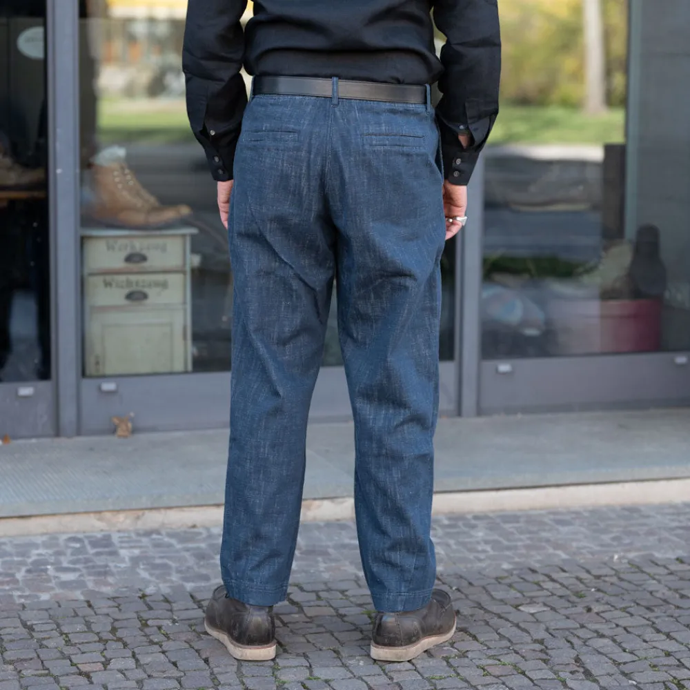 Hansen Trygve Wide Cut Cropped Trousers Denim Blue> Hosen