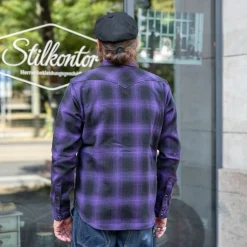 Iron Heart Ultra Heavy Flannel Ombré Check Western Shirt IHSH-130-PUR Purple><noscript><img width=