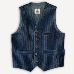 Captain Santors Vest Wabash Denim Indigo Blue> Westen