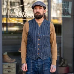 Captain Santors Vest Wabash Denim Indigo Blue> Westen