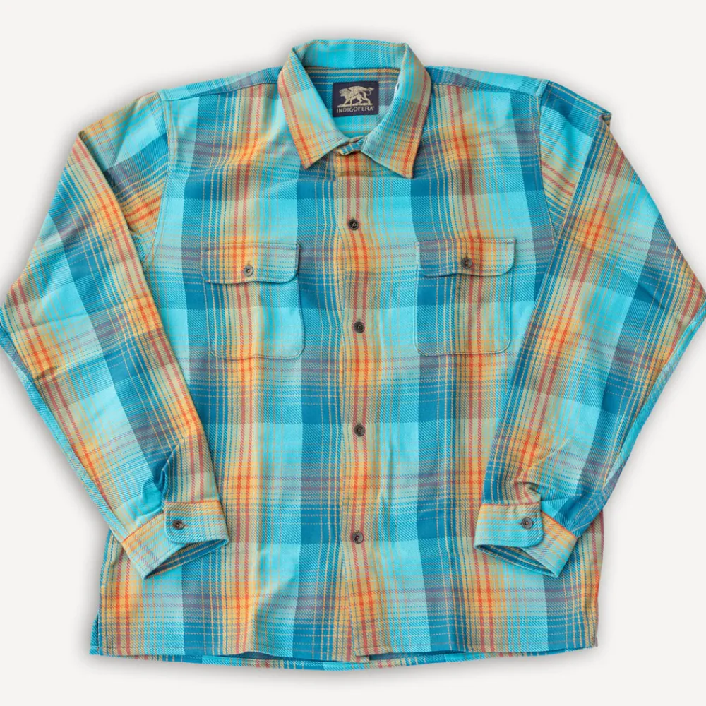 Indigofera Webster Shirt Twill Check Blue/Beige/Red> Hemden