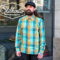 Indigofera Webster Shirt Twill Check Blue/Beige/Red> Hemden