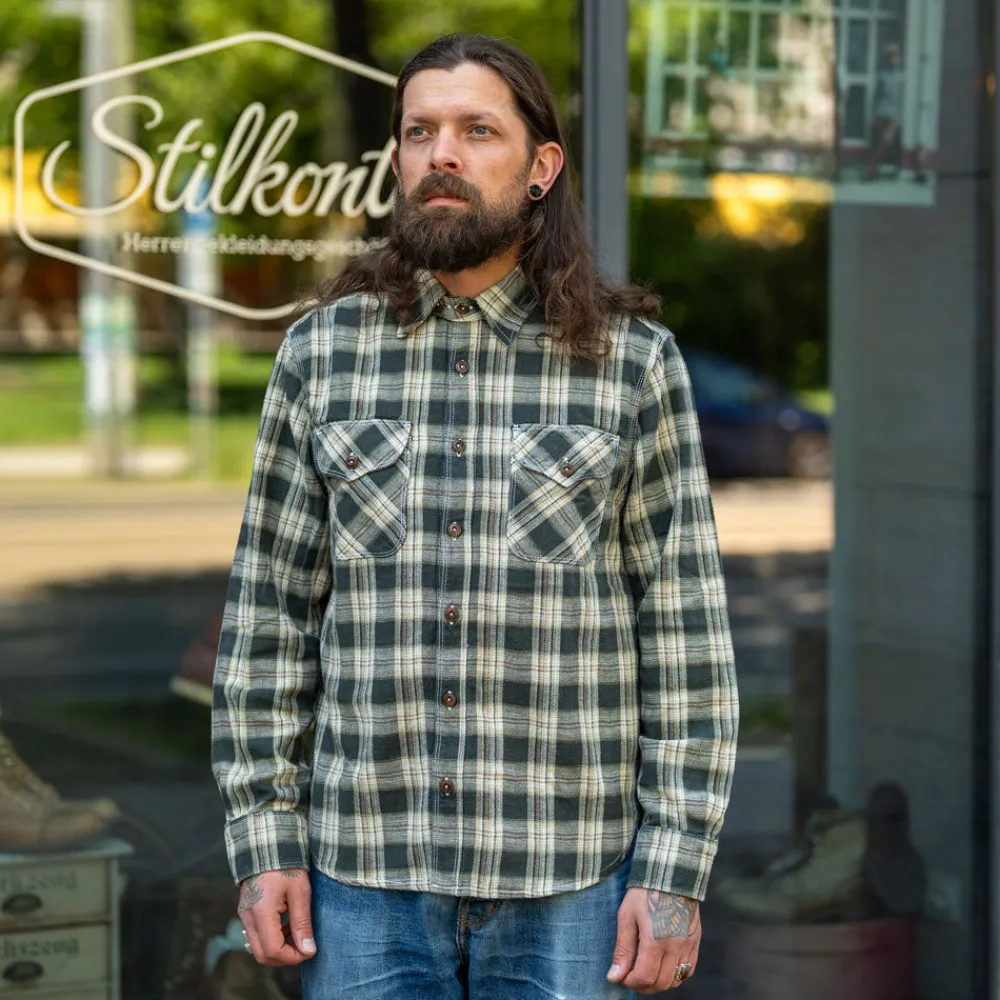 Freenote Cloth Wells Shirt Forest Plaid> Hemden
